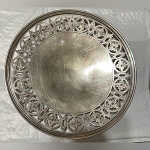 Art Deco Sterling Silver Serving Tray 10”  Cut Out Rim